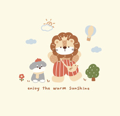 Collection of cute kawaii animal and nursery illustrations with soft pastel tones © liufen