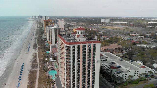 Myrtle Beach buildings and coastline, aerial view ﾖ South Carolina