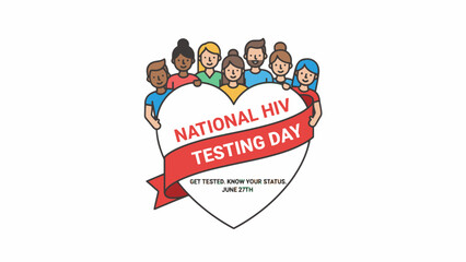 Diverse people holding heart for National HIV Testing Day awareness © Angela