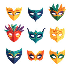 Obraz premium Mardi Gras Festive Mask Icons Collection