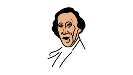 Fototapeta premium Portrait of Hans Christian Andersen, flat vector illustration
