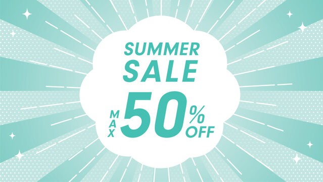 Mint green radial sunburst background with copy space and white frame for sale promotion banner design ミントグリーンの放射線背景 白い枠 コピースペース セール バナー用 抽象グラデーション背景