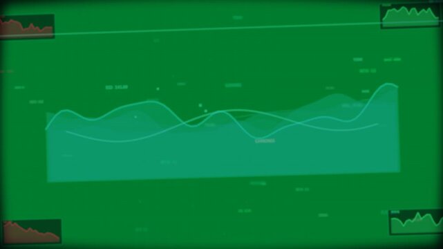 On update, teal area-chart animating with overlay lines blinking, updating data on transparent-bg