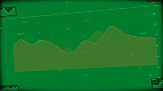 Playhead moving orange chart playing on transparent bg, ridge rising marker lighting centering peak
