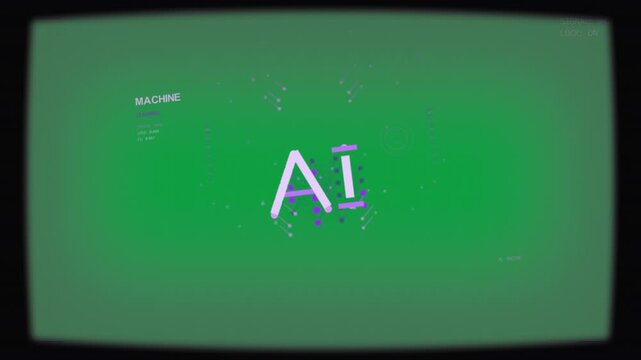 Via fade-in AI logo lighting, dots pulsing, lines drawing, revealing HUD on transparent screen