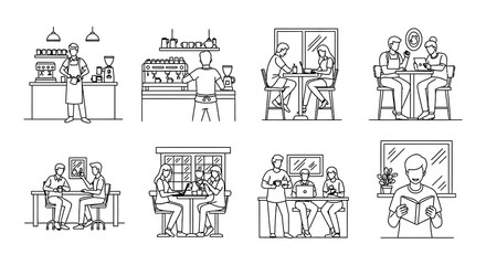 Obraz premium People enjoying coffee and working in a cozy cafe setting