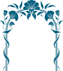 Elegant Floral Arch Frame Art Nouveau Decorative Black Design © MODU163
