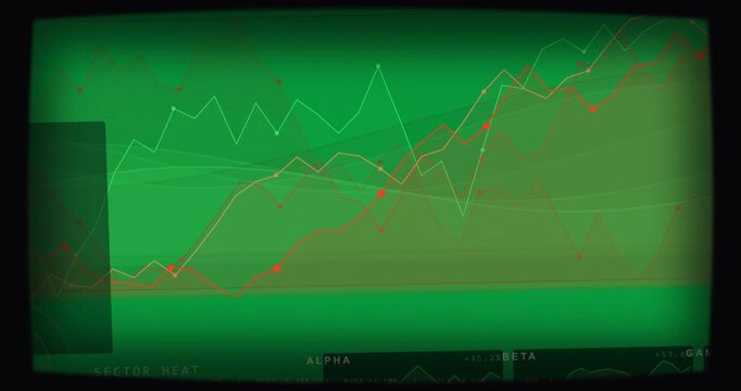 Data dashboard evolving bands appearing and lines pulsing showing sector heat on transparent canvas