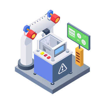 3D Isometric AI Predictive Maintenance Icon