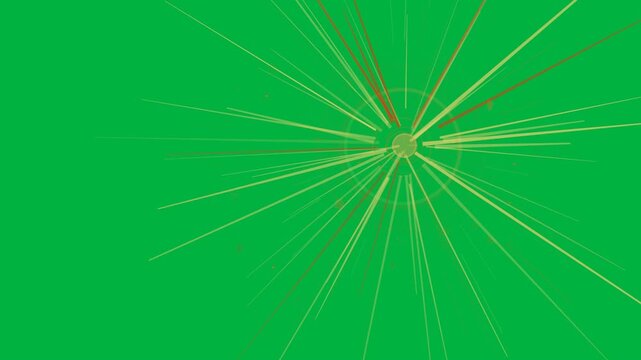 Vertical video: Emerging orange core radiating rings beams dots on transparent canvas, copy space