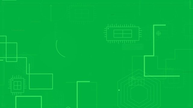 Neon frame pulsing, HUD moving on transparent canvas circles pulsing traces linking to show circuit