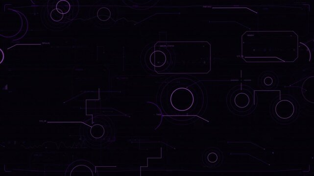 Looping HUD animating thin purple lines on transparent plane, core rings expanding for overlay