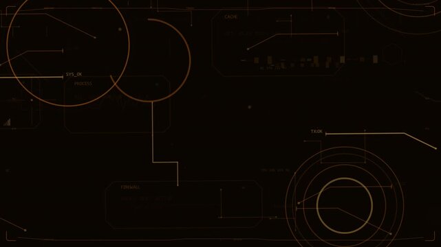 On boot HUD animating on transparent canvas, gold rings pulsing and arcs growing for diagnostics