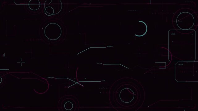 On load HUD animating on transparent background cyan rings shifting magenta arcs sweeping for data