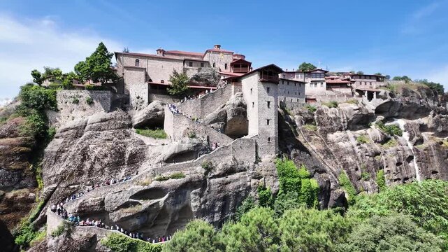 Spring Panoramic view of Meteora Monasteries, Thessaly, Greece