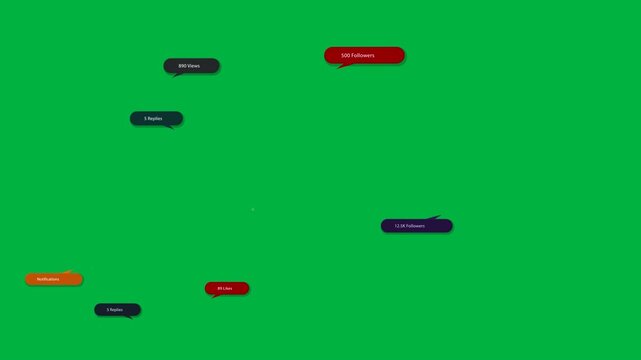 Small orange bubble appearing UI badges popping and fading across transparent bg showing engagement