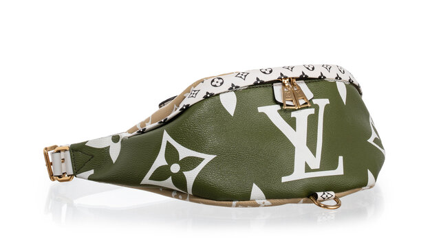 Louis Vuitton bag, BumBag model, in Monogram Canvas and Monogram Giant canvas in white, khaki, green and beige. Milan, Italy, October 3_2025