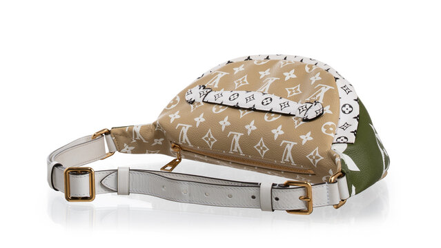 Louis Vuitton bag, BumBag model, in Monogram Canvas and Monogram Giant canvas in white, khaki, green and beige. Milan, Italy, October 3_2025