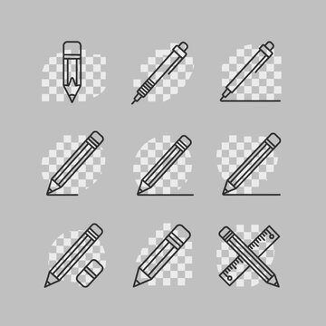 Collection of Various Pencil Icons.