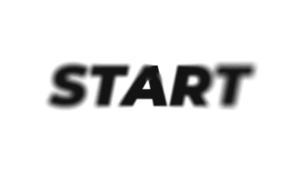 Fototapeta premium Bold “START” Typography with Spray Blur Effect, Urban Street Style Graffiti Text Design, Black Soft Edge Noise Font on Clean White Background, Modern Motivational Concept for New Beginning