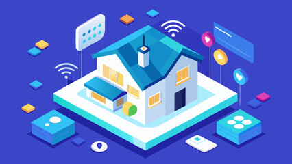 Obraz premium Modern Smart Home Isometric Flat Vector