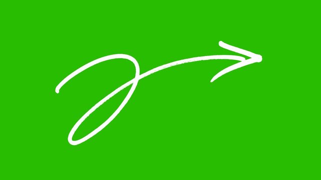 Hand-drawn marker white Arrow animation on a transparent background, Arrow sketch handmade 4K