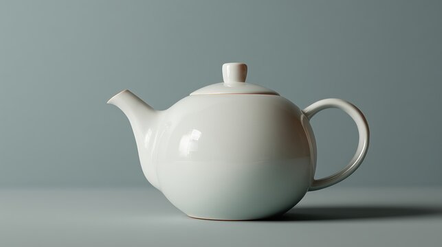 Th&eacute;i&egrave;re en c&eacute;ramique blanche &eacute;l&eacute;gante avec couvercle sur fond neutre
