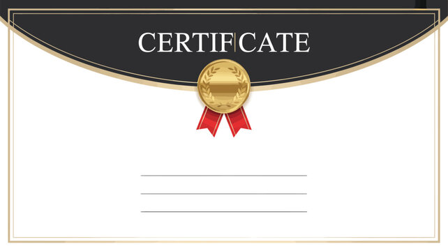 Elegant certificate template design with golden border and dark background for award diploma presentation