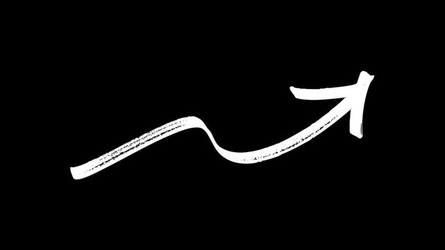Hand-drawn Red and White marker Arrow animation on a transparent background, hand-drawn arrow graphic animation. Alpha channel.