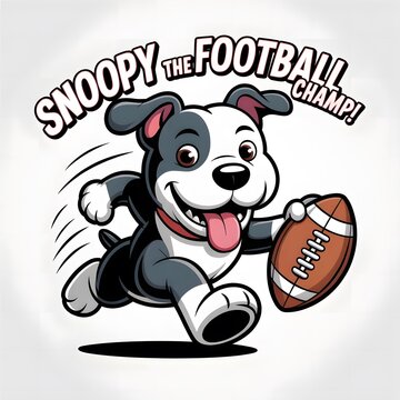 Snoopy the football champ a cartoon illustration of a running beagle