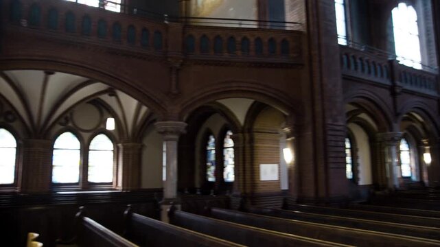camera pan in a church
