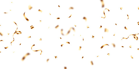 The background is adorned with bright gold confetti, perfect for celebrations. A beautiful festive decoration vector illustration.