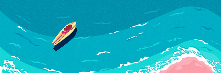 Flat design summer banner set with beach, travel and outdoor scenes.