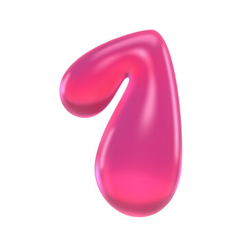 Glossy pink gummy bubble number 1 one