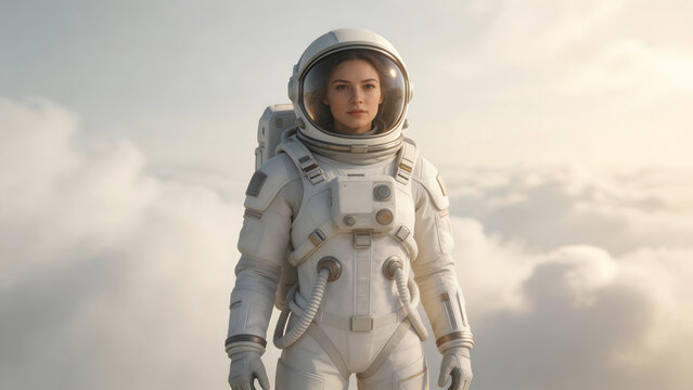 Astronaut in space suit against sky