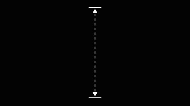Animated vertical arrow expands and shrinks on black background, indicating measurement or change