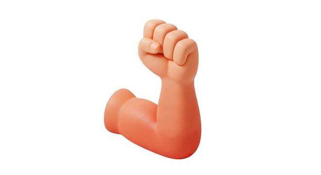 Powerful muscular arm flexing bicep muscle in stylized cartoon 3d illustration
