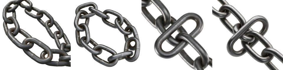 Fototapeta premium Heavy-Duty Industrial Steel Chain Links: High-Quality Metal Hardware for Construction, Security, and Rigging Applications, Durable Matte Finish Design for Professional Use.