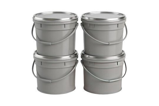Gray Buckets with Ligid Lids Set