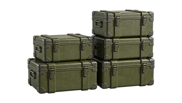 Stacked Green Military Storage Cases