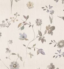 Collection of elegant vintage floral and leaf seamless patterns with soft muted tones © liufen