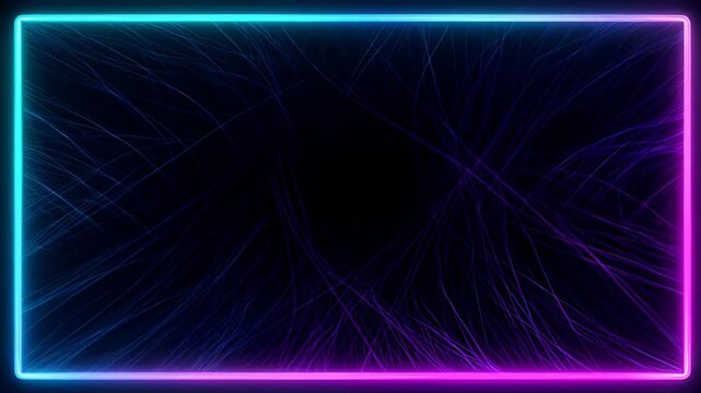 Neon frame abstract background with blue magenta light, neon light frame with abstract blue pink glow, neon frame with abstract light streaks on dark background for banner and space