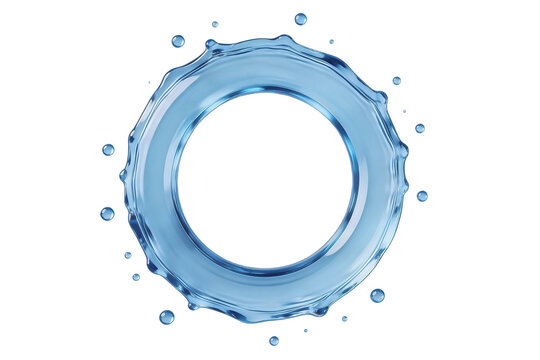 blue water splash forming a circular ring with scattered droplets
