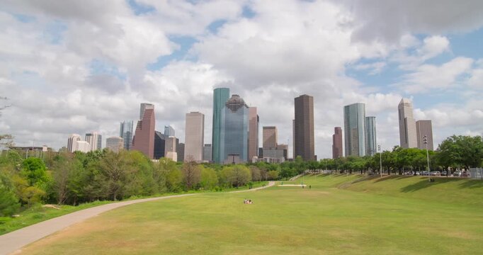 Houston skyline timelapse with moving clouds &ndash; urban city atmosphere