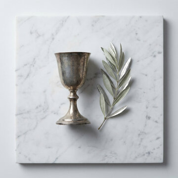 Elegant silver chalice on minimalist background