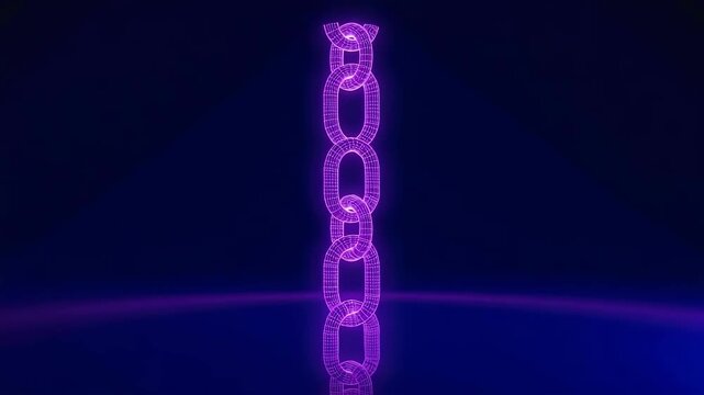 Neon Purple Chain Links Blockchain Network Security Concept