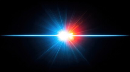 Obraz premium A bright light shines with vibrant colors in a dark space