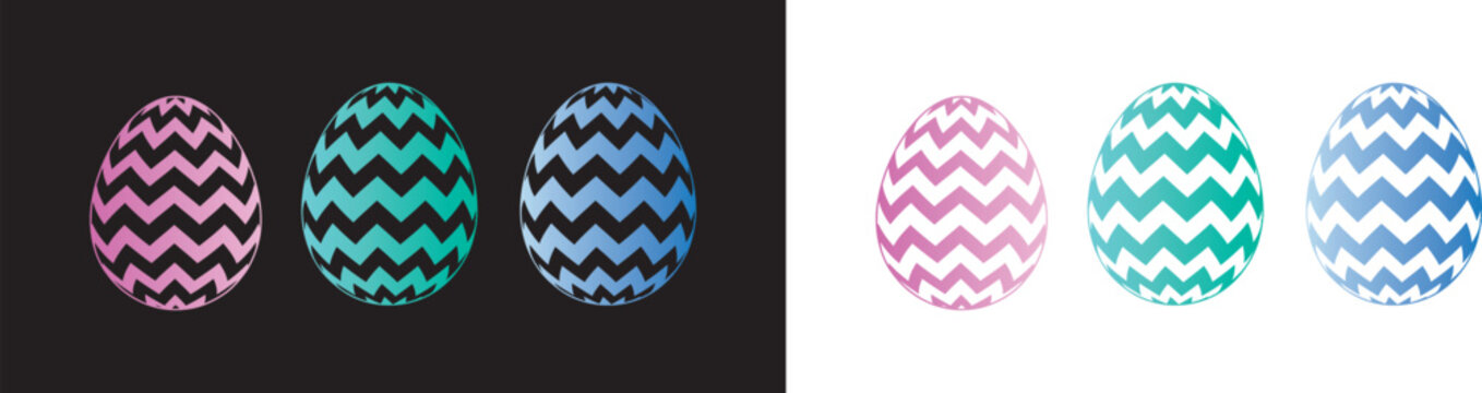 Colorful easter eggs with chevron patterns Vector