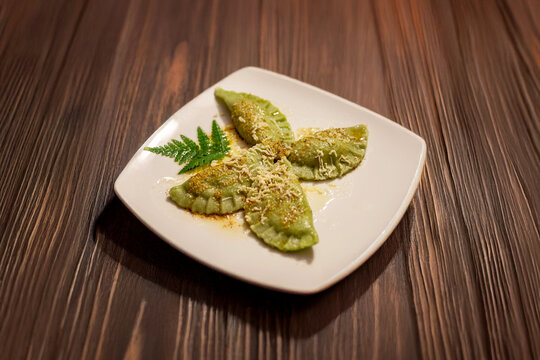 Green Cjarsons Carnia Friuli butter grated cheese fern white plate cozy rustic restaurant alpine tradition