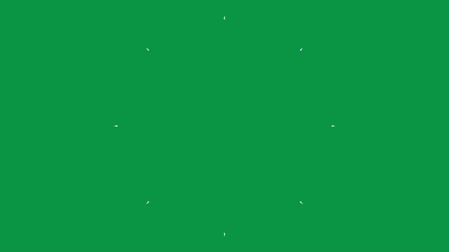 white triangles expanding outward in a circular formation against a chroma key green screen background